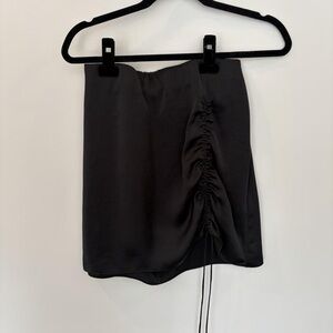 Aritzia Black Ruched Drawstring Mini Skirt